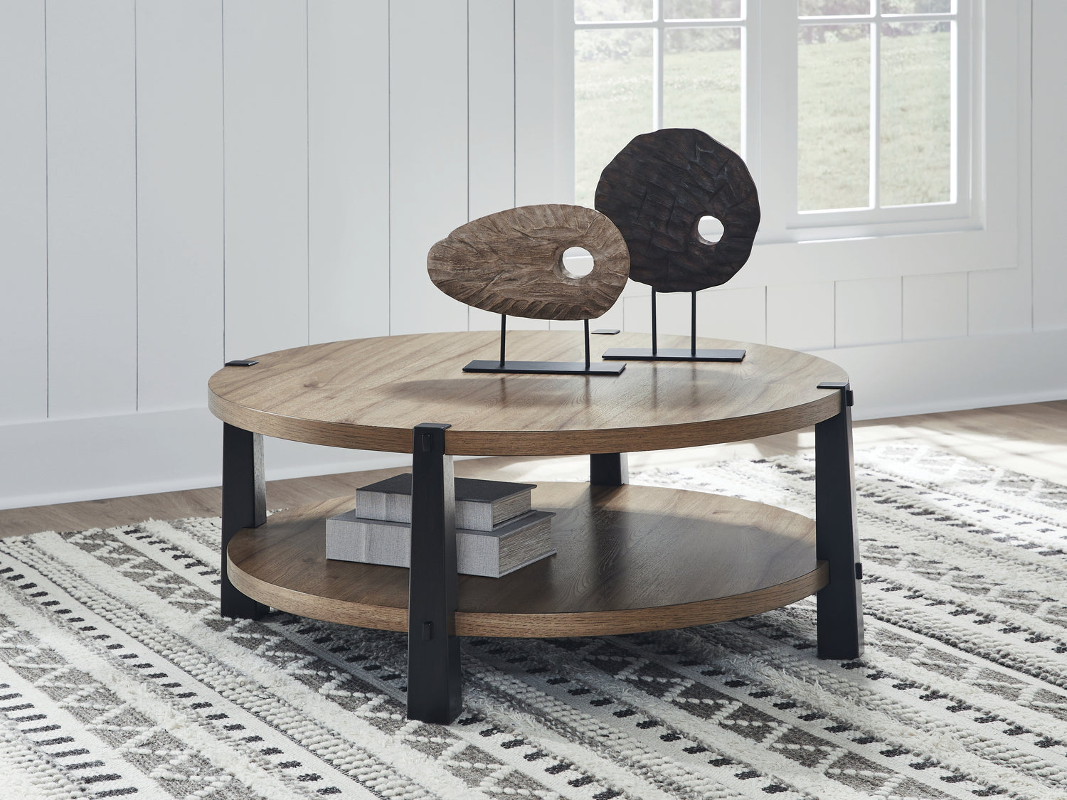 Ridgester Light Brown/Black Coffee Table - T518-8