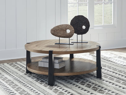Ridgester Light Brown/Black Coffee Table - T518-8