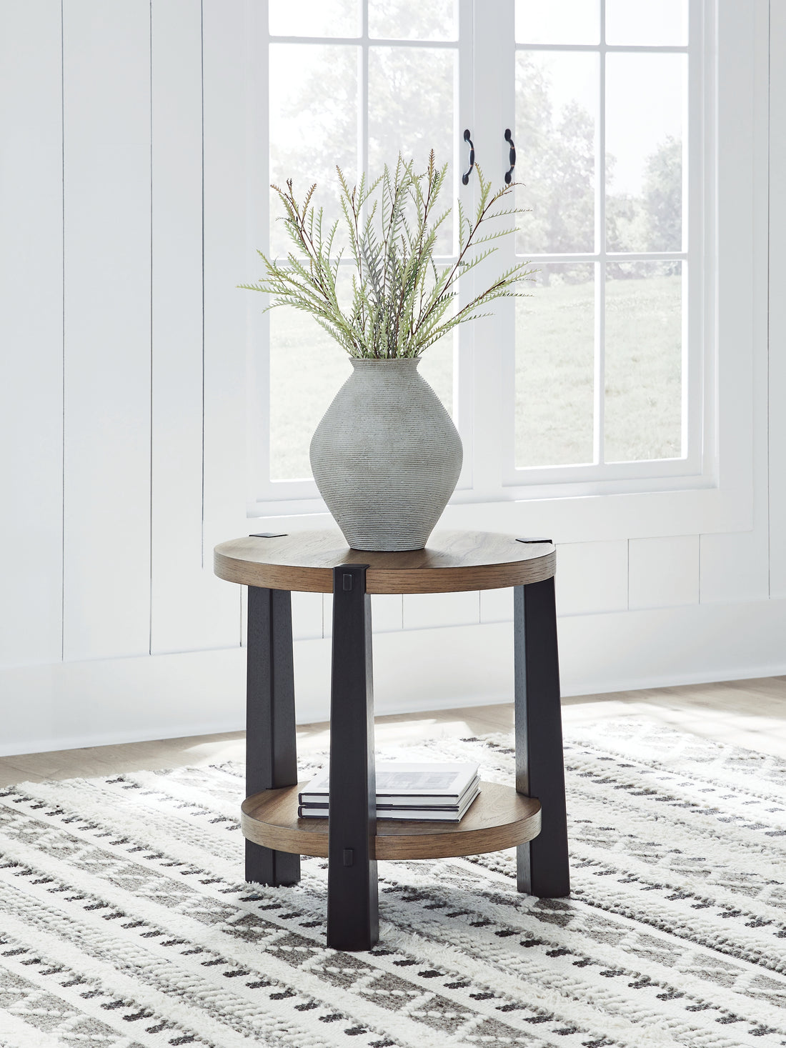 Ridgester Light Brown/Black End Table - T518-6