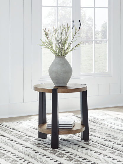 Ridgester Light Brown/Black End Table - T518-6
