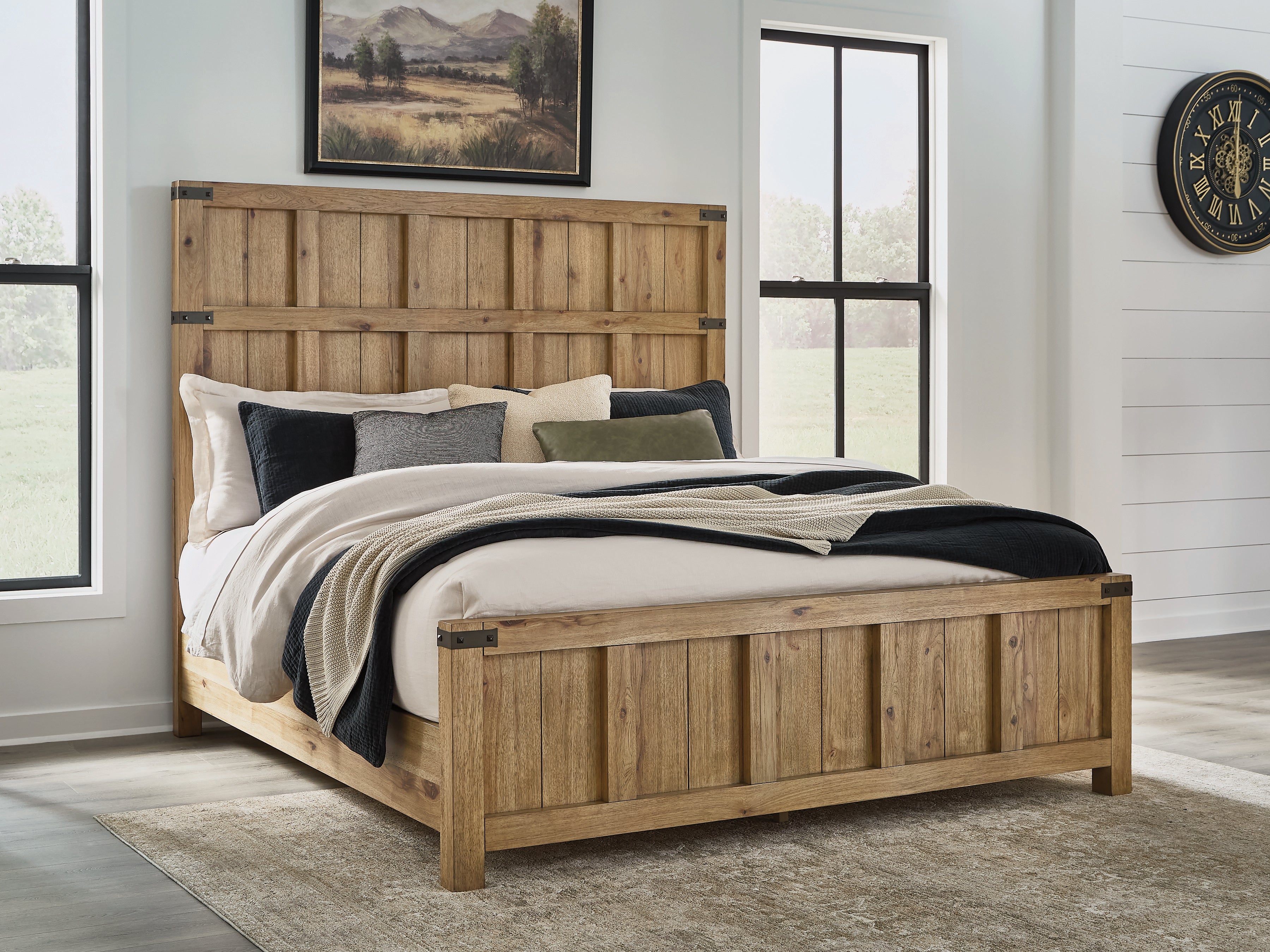 Ridgester Light Brown California King Panel Bed - B858B7