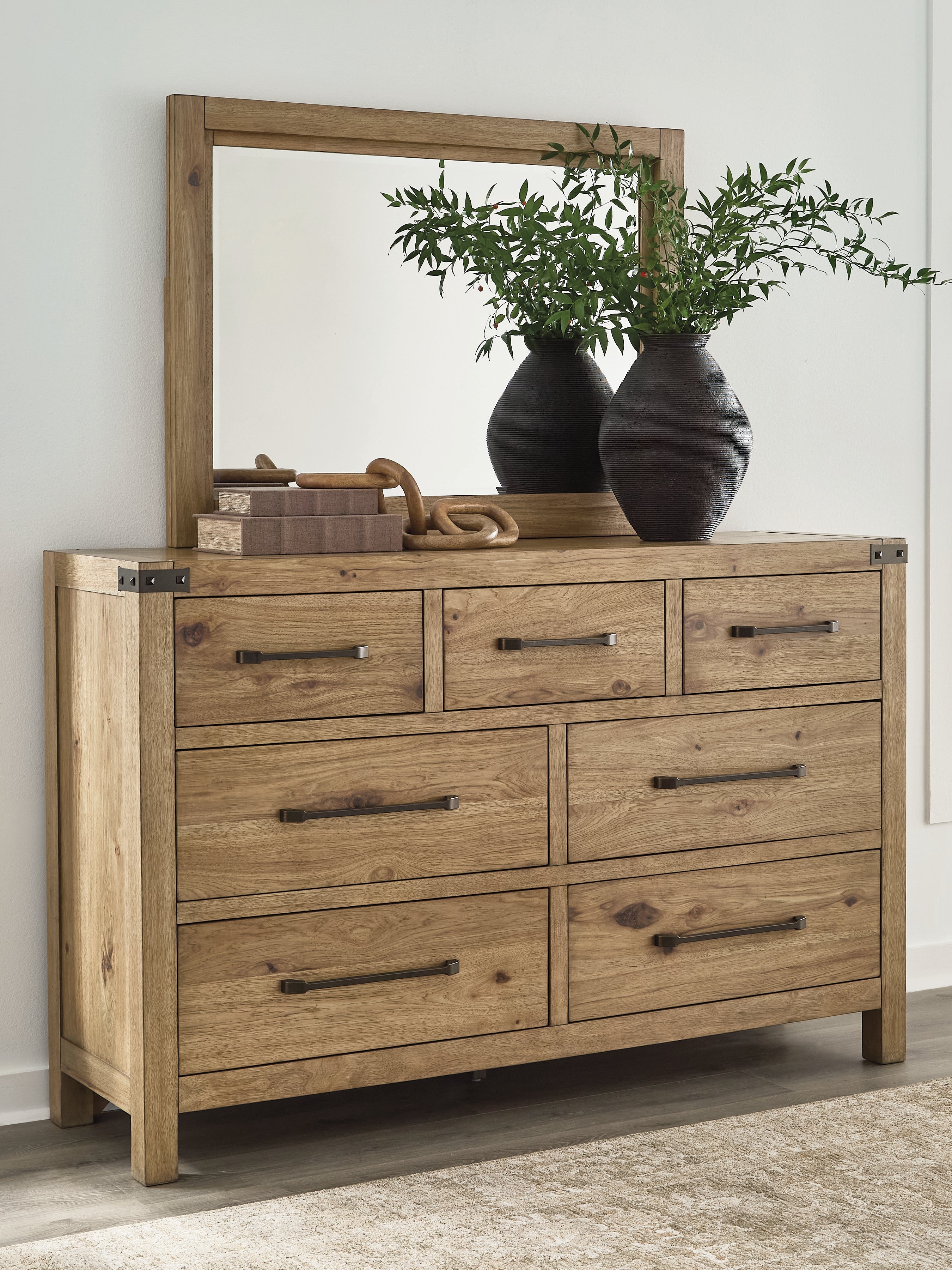 Ridgester Light Brown Dresser and Mirror - B858B1
