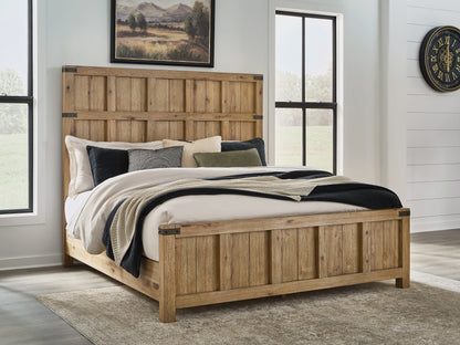 Ridgester Light Brown King Panel Bed - B858B6