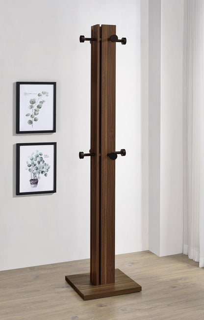 Rikkie Walnut Coat Rack Walnut and Mirror - 983281