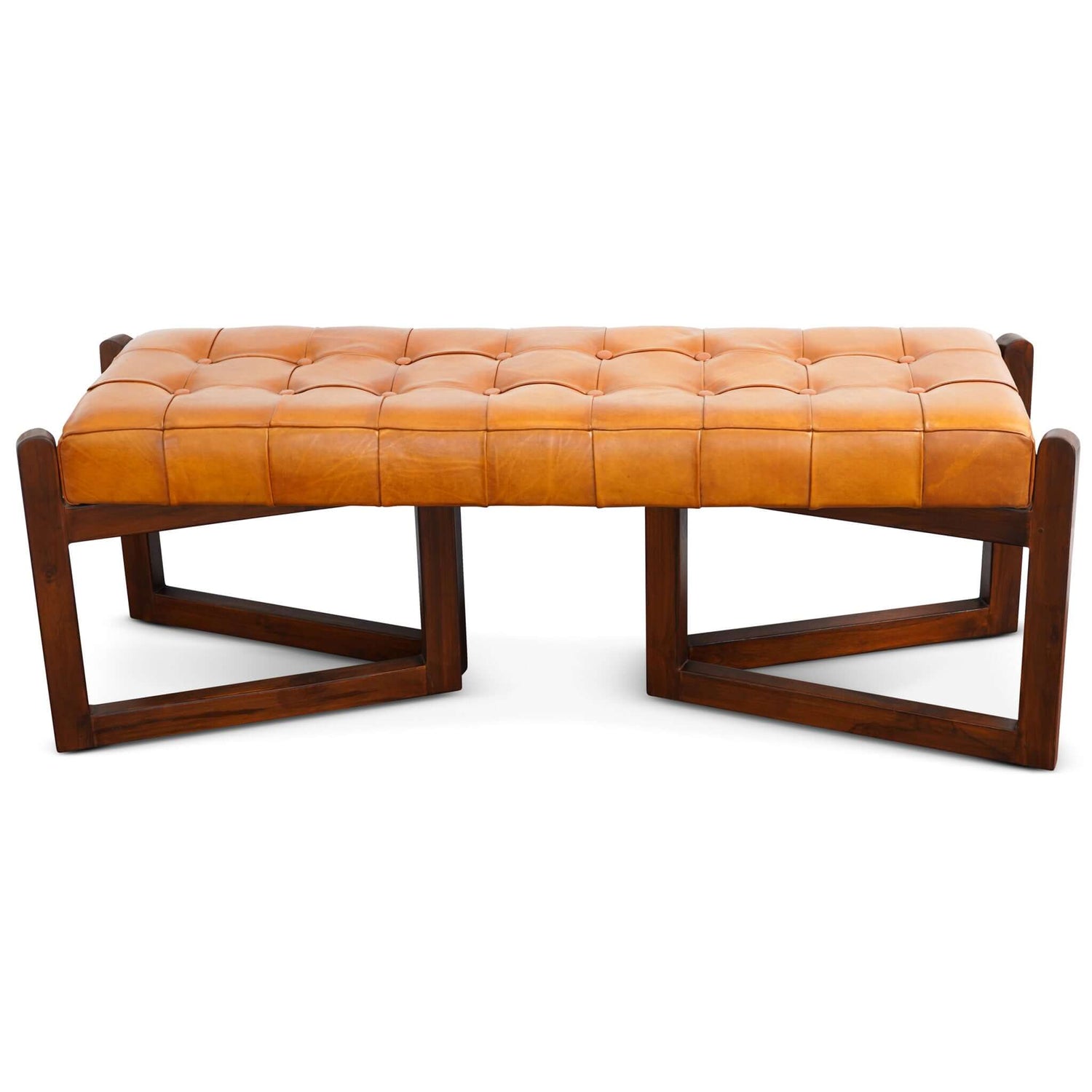 Riley Tan Leather Bench - BEN01301401