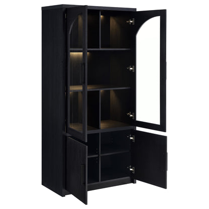 Riva 4-door Tall Accent Display Cabinet LED Lighting Black - 950432