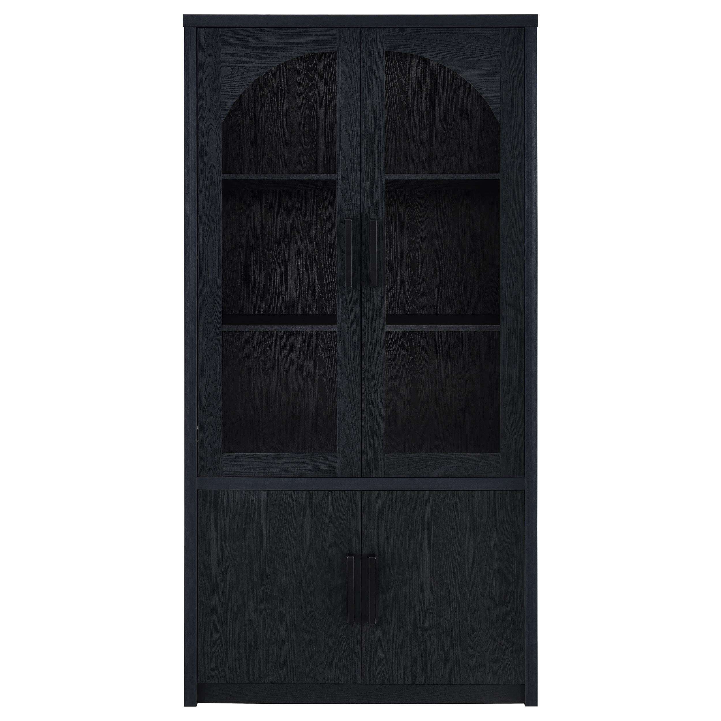 Riva 4-door Tall Accent Display Cabinet LED Lighting Black - 950432