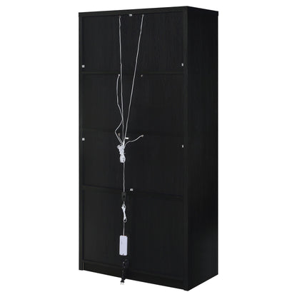 Riva 4-door Tall Accent Display Cabinet LED Lighting Black - 950432