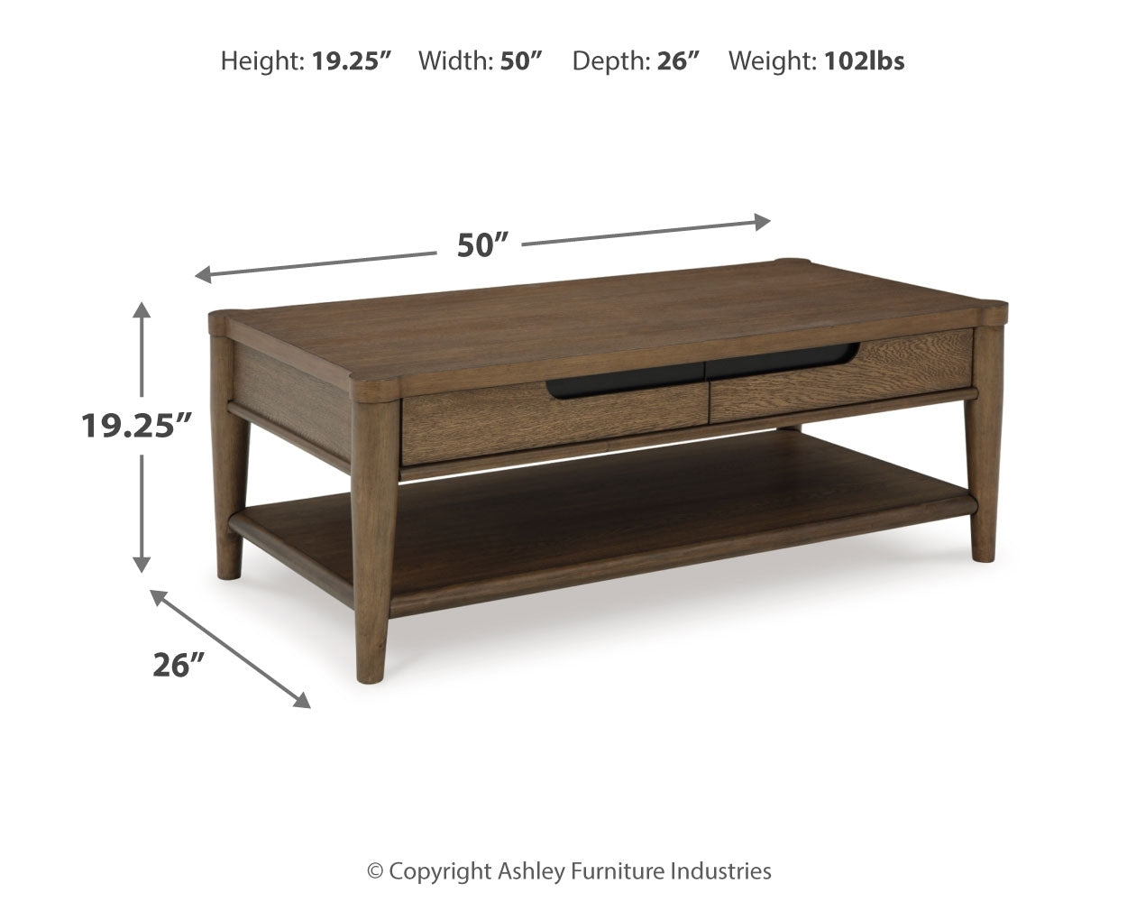 Roanhowe Coffee Table with 1 End Table in Brown - PKG016518