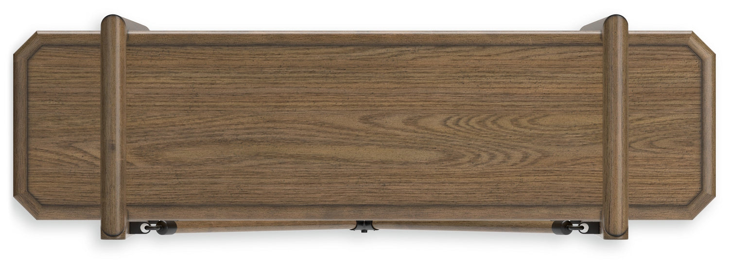 Roanhowe Home Office Desk and Storage in Brown - PKG019260