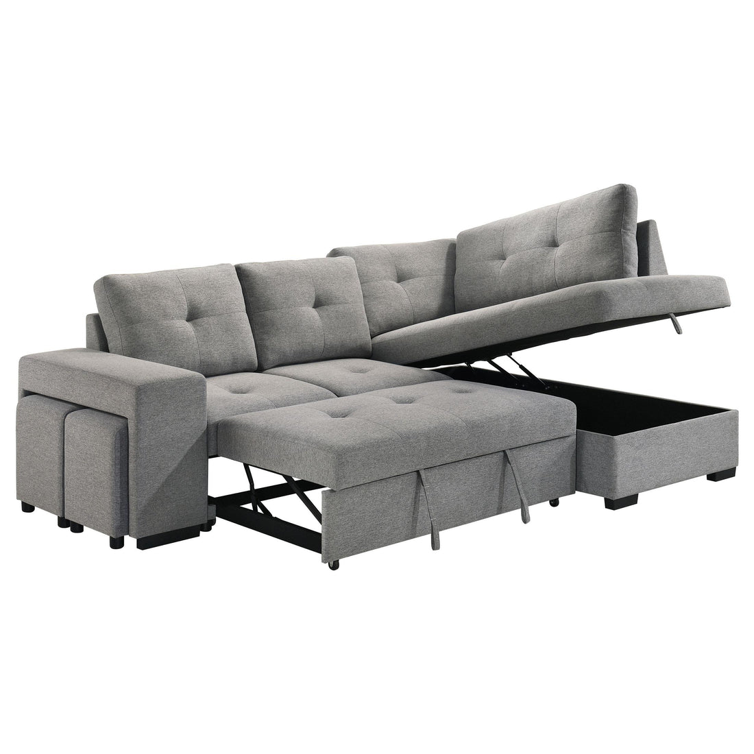 Roanne Fabric Upholstered Sleeper Sectional Sofa Grey - 500347