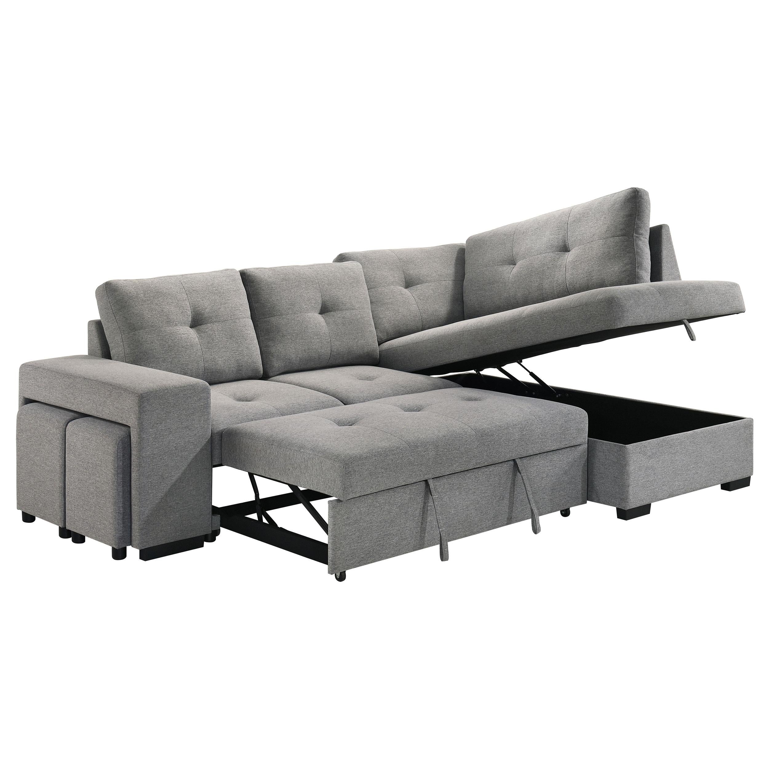 Roanne Fabric Upholstered Sleeper Sectional Sofa Grey - 500347