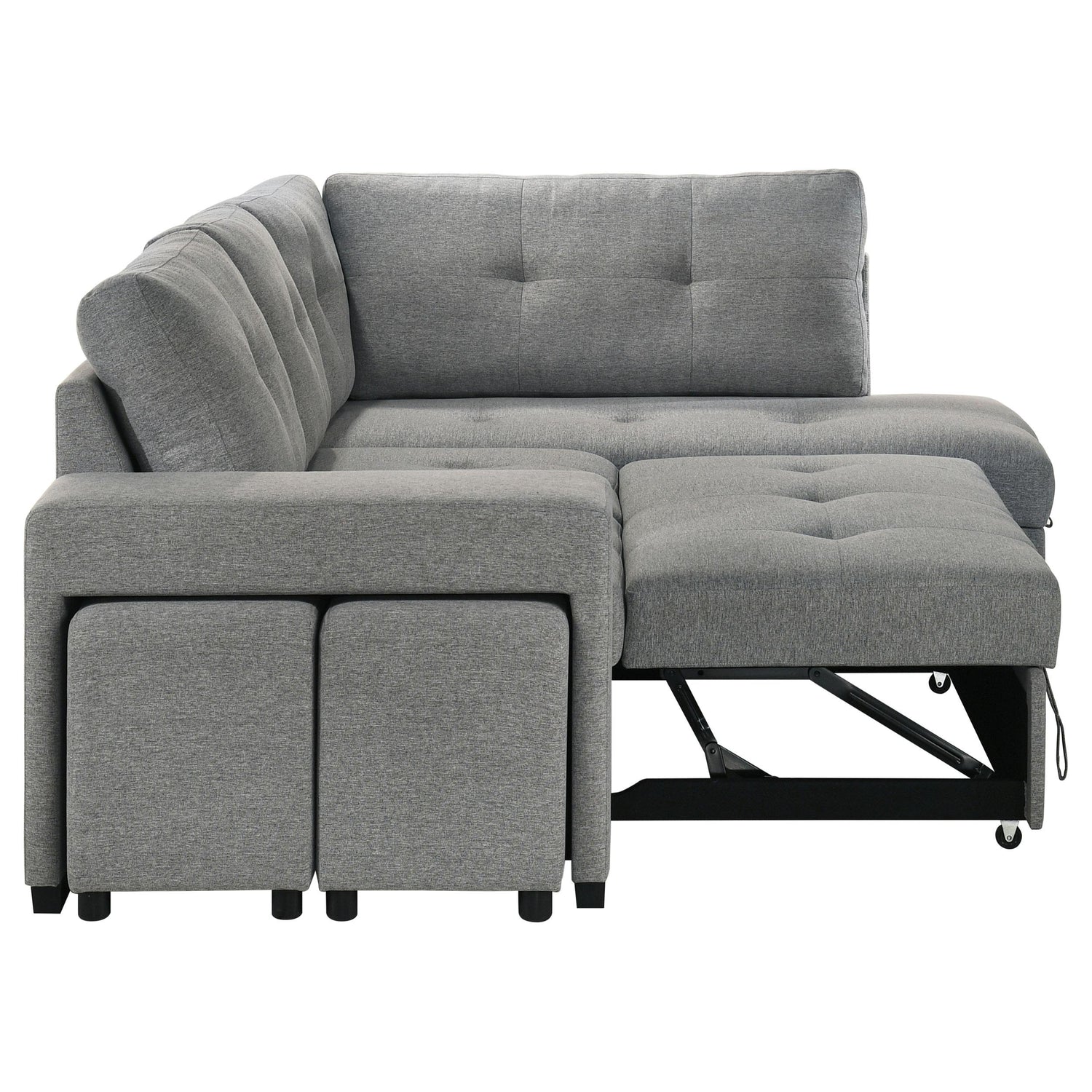 Roanne Fabric Upholstered Sleeper Sectional Sofa Grey - 500347
