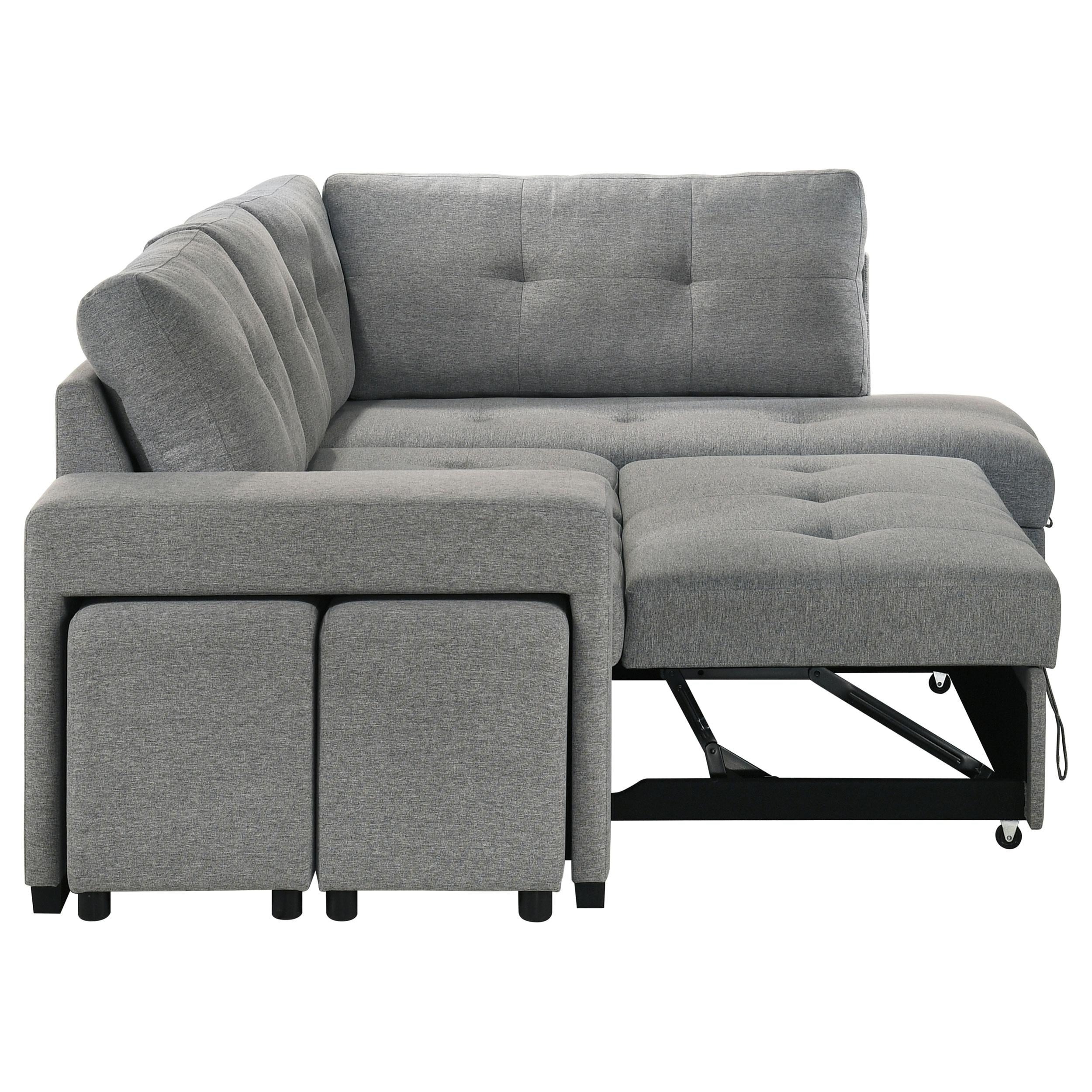 Roanne Fabric Upholstered Sleeper Sectional Sofa Grey - 500347