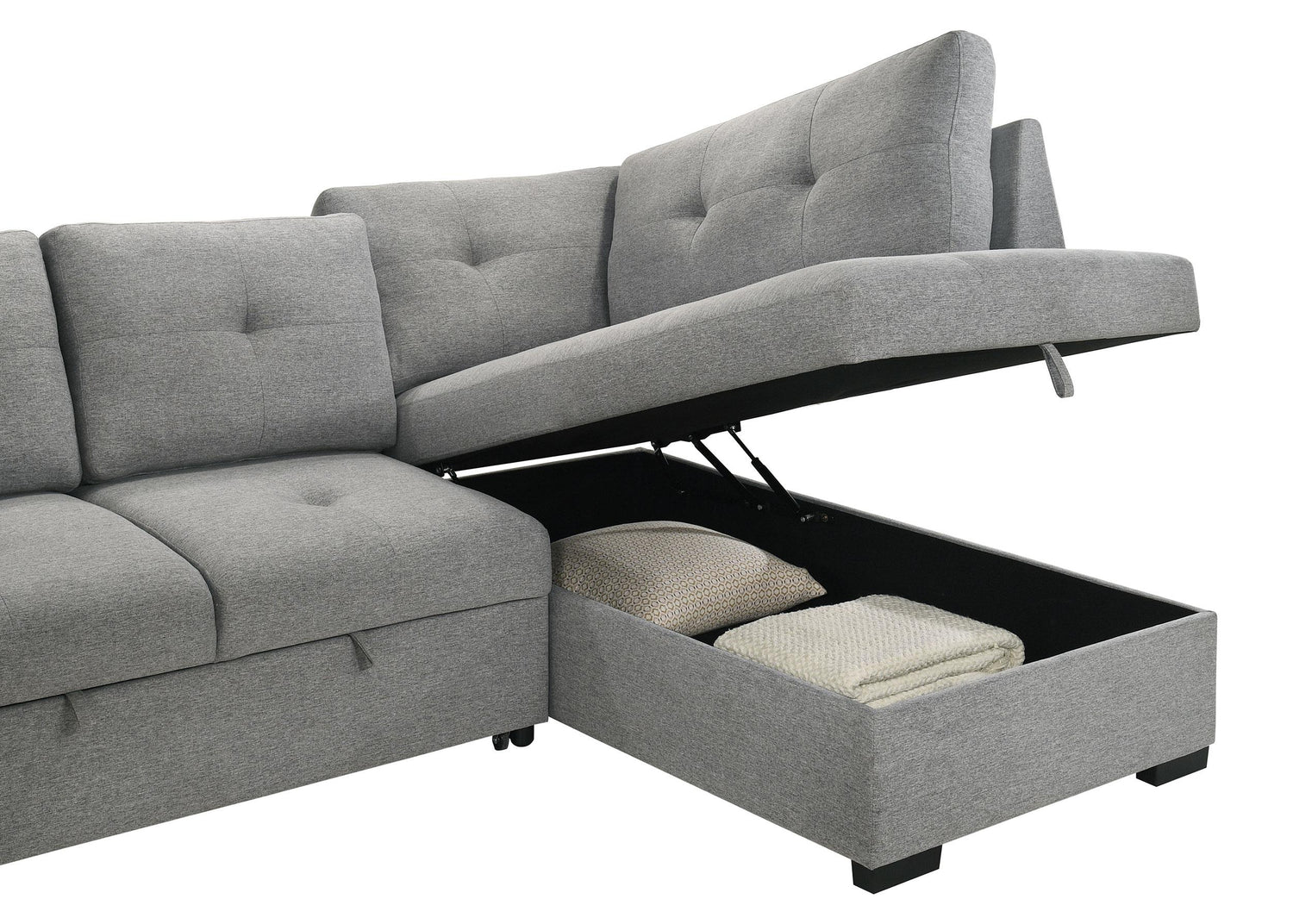 Roanne Fabric Upholstered Sleeper Sectional Sofa Grey - 500347