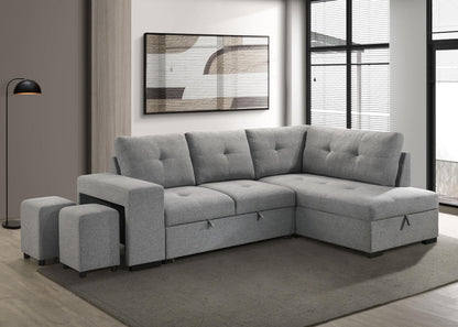 Roanne Fabric Upholstered Sleeper Sectional Sofa Grey - 500347