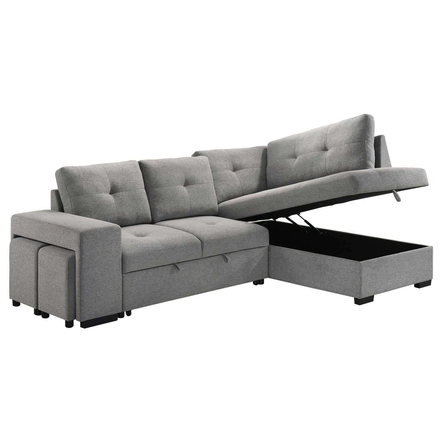 Roanne Fabric Upholstered Sleeper Sectional Sofa Grey - 500347