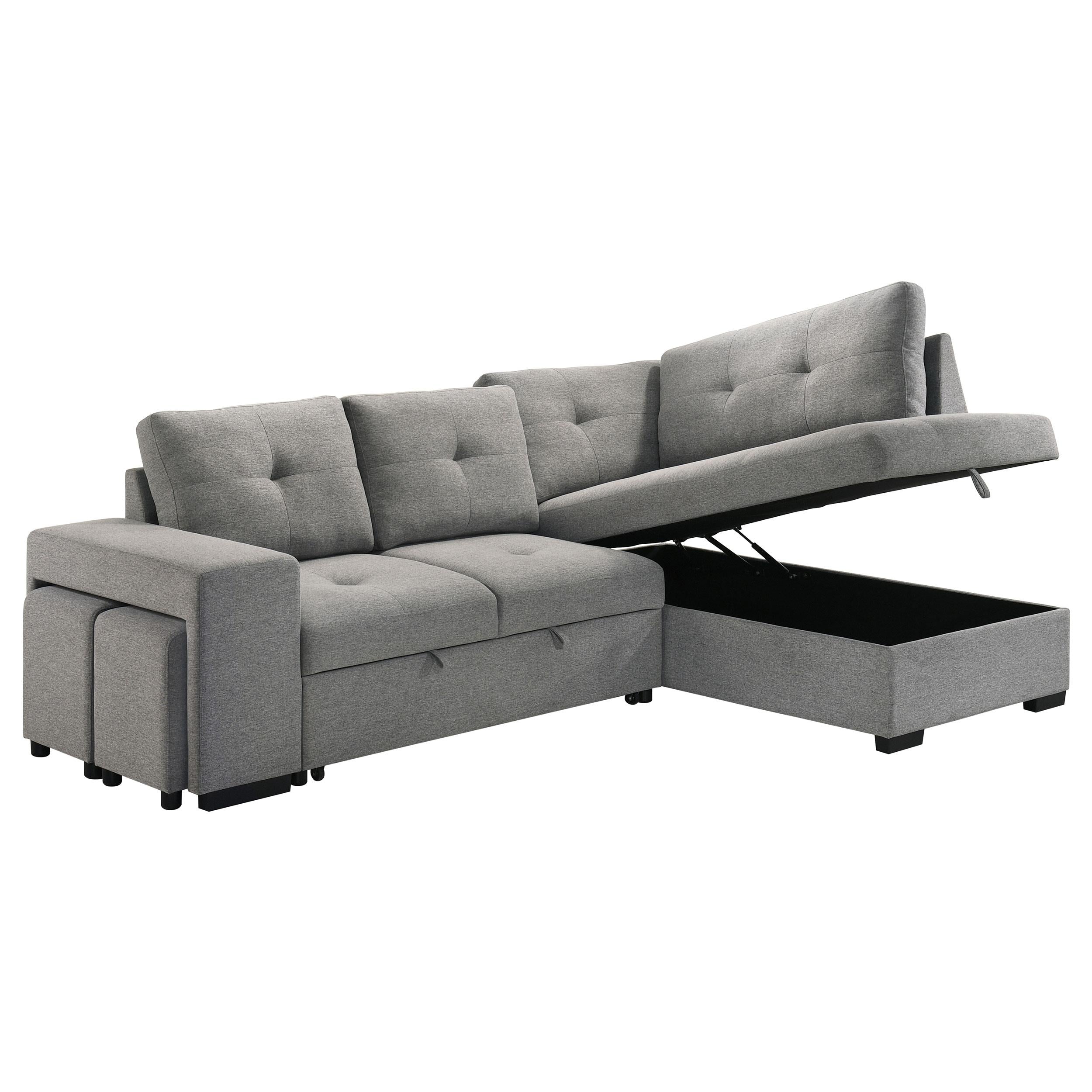 Roanne Fabric Upholstered Sleeper Sectional Sofa Grey - 500347