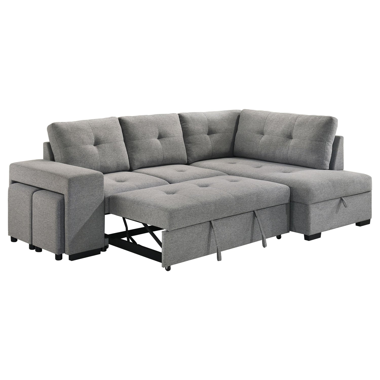 Roanne Fabric Upholstered Sleeper Sectional Sofa Grey - 500347