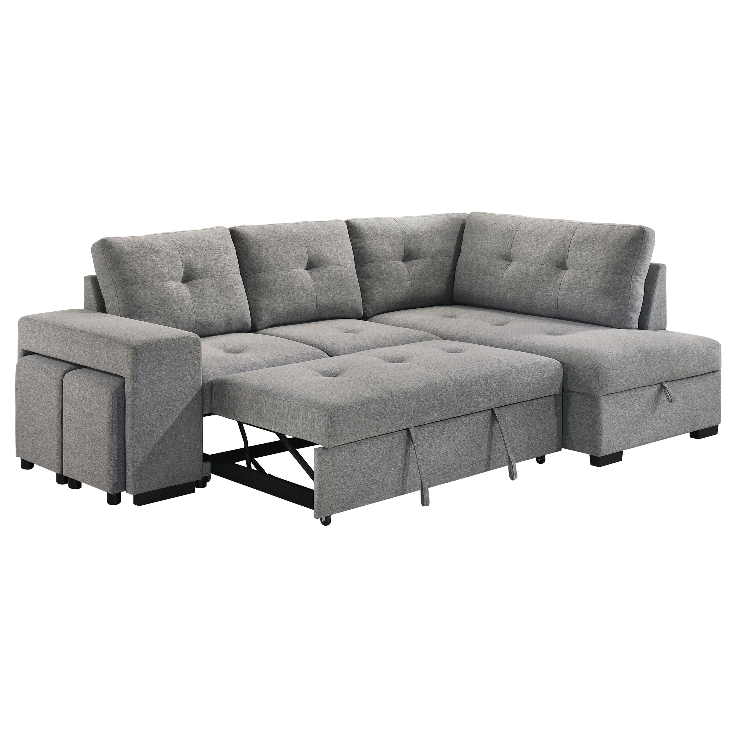 Roanne Fabric Upholstered Sleeper Sectional Sofa Grey - 500347