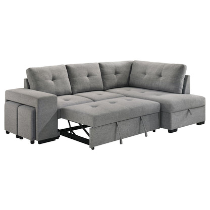 Roanne Fabric Upholstered Sleeper Sectional Sofa Grey - 500347