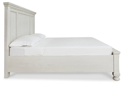 Robbinsdale Antique White King Storage Bed and 2 Nightstands - B742B37