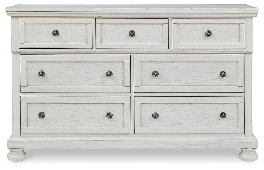 Robbinsdale Antique White Queen Panel Bed, Dresser, Chest and 2 Nightstands - B742B35