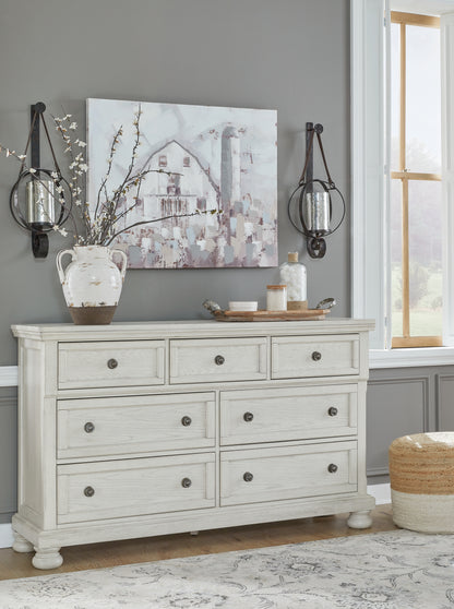 Robbinsdale Antique White Queen Panel Bed, Dresser, Chest and 2 Nightstands - B742B35