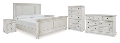 Robbinsdale Antique White Queen Panel Bed, Dresser, Chest and 2 Nightstands - B742B35