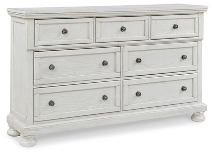 Robbinsdale Antique White Queen Panel Bed, Dresser, Chest and 2 Nightstands - B742B35