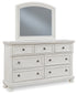 Robbinsdale Antique White Queen Panel Storage Bed, Dresser, Mirror and Chest - B742B27