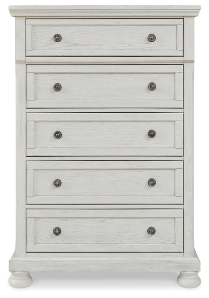 Robbinsdale Antique White Queen Panel Storage Bed, Dresser, Mirror and Chest - B742B27