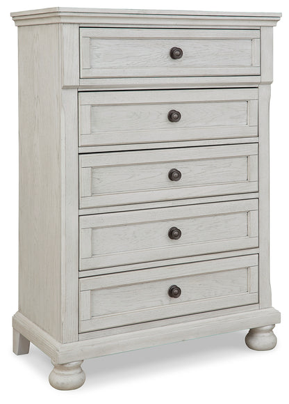 Robbinsdale Antique White Twin over Full Bunk Bed, Dresser and Chest - B742B32