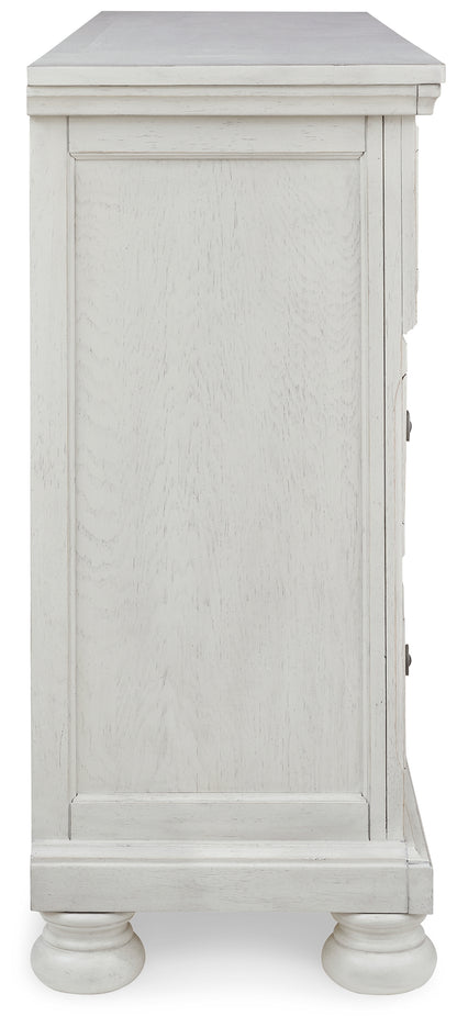Robbinsdale Antique White Twin Sleigh Storage Bed and Dresser - B742B26