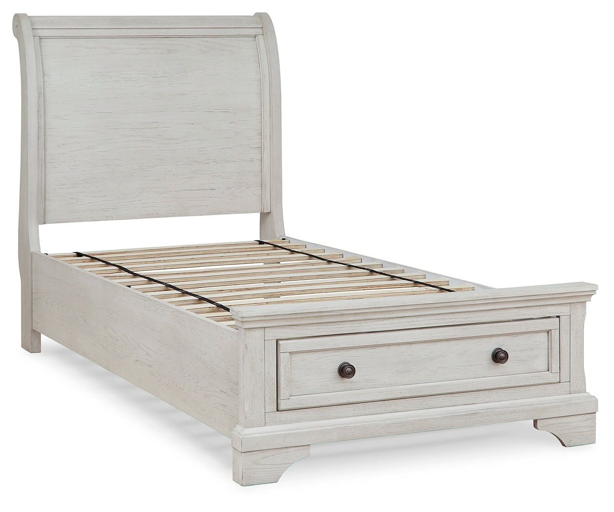 Robbinsdale Antique White Twin Sleigh Storage Bed and Dresser - B742B26