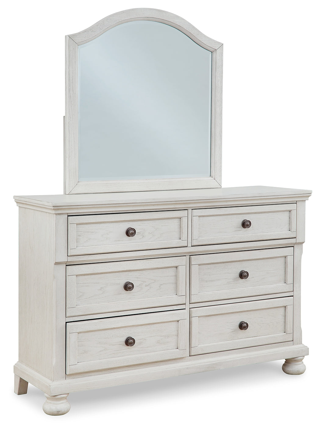 Robbinsdale Antique White Twin Storage Bed, Dresser, Mirror and Nightstand - B742B36