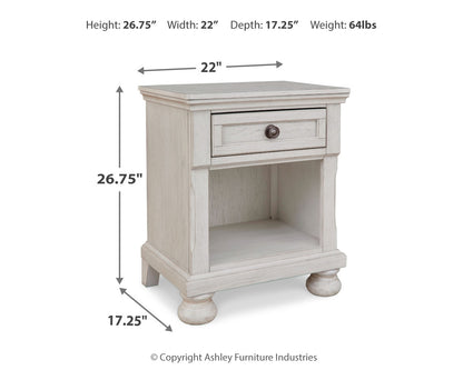Robbinsdale Antique White Twin Storage Bed, Dresser, Mirror and Nightstand - B742B36