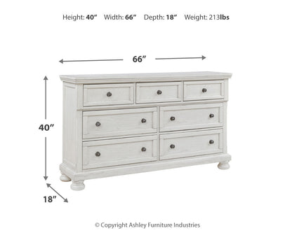 Robbinsdale California King Sleigh Bed with Storage with Mirrored Dresser in Antique White from Ashley - Luna Furniture