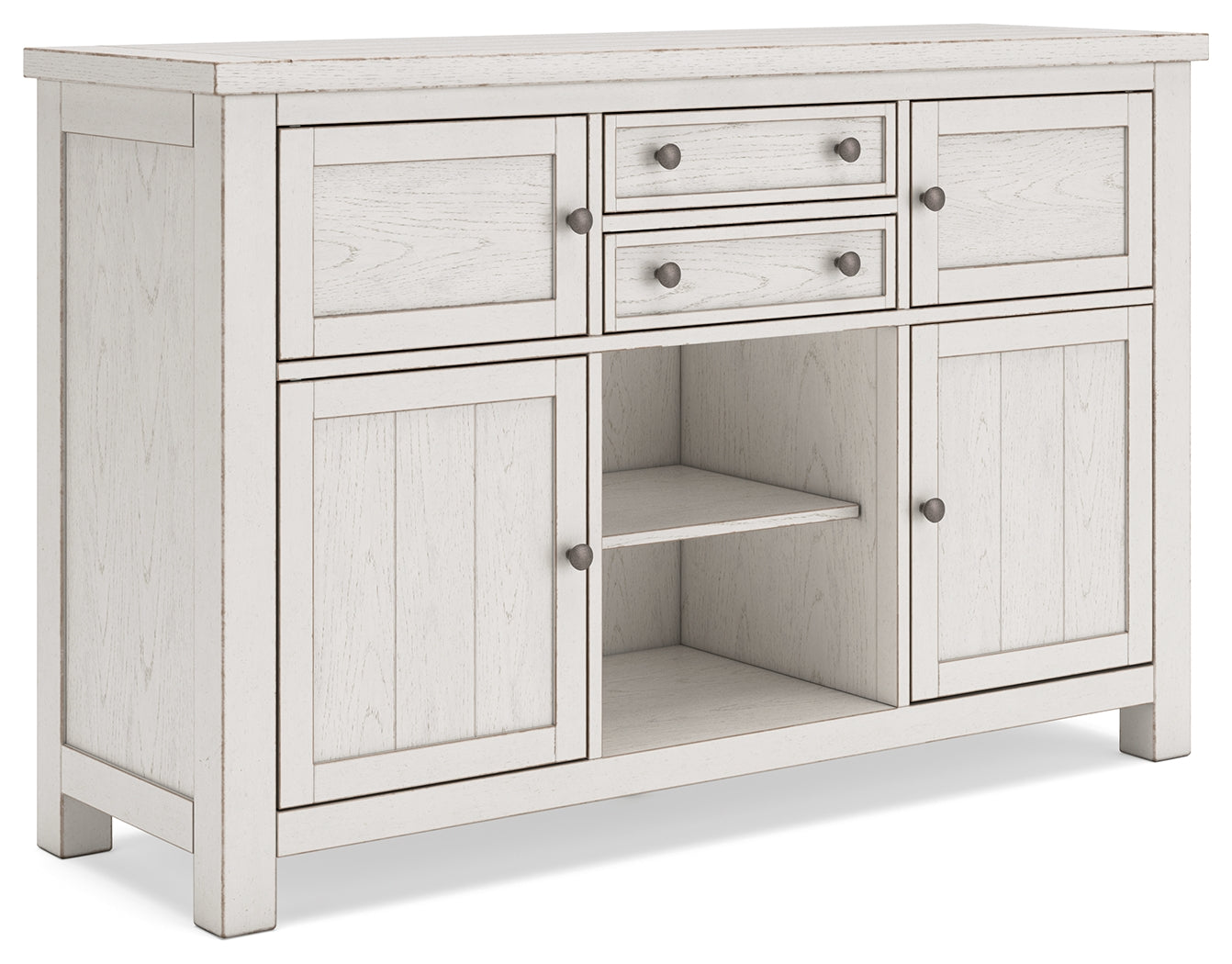 Robbinsdale Counter Height Dining Table, 2 Barstools, Bench and Server - D642D8