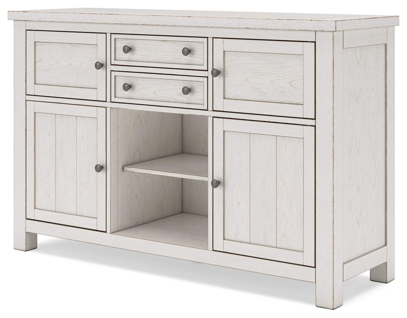 Robbinsdale Counter Height Dining Table, 2 Barstools, Bench and Server - D642D8