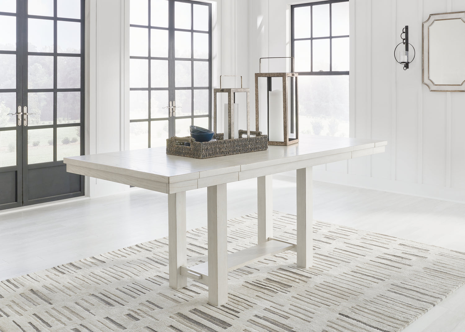 Robbinsdale Counter Height Dining Table, 2 Barstools, Bench and Server - D642D8