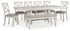 Robbinsdale Dining Table and 6 Chairs and Bench in Antique White - PKG020813