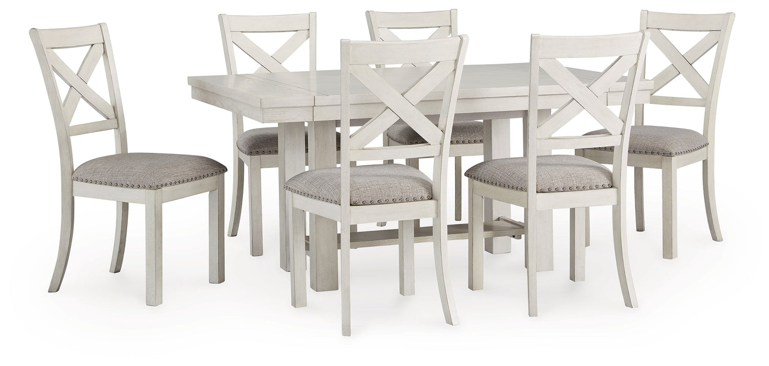 Robbinsdale Dining Table and 6 Chairs in Antique White - PKG020810