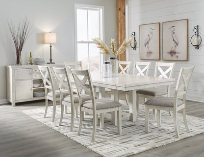 Robbinsdale Dining Table and 8 Chairs with Storage in Antique White - PKG020816
