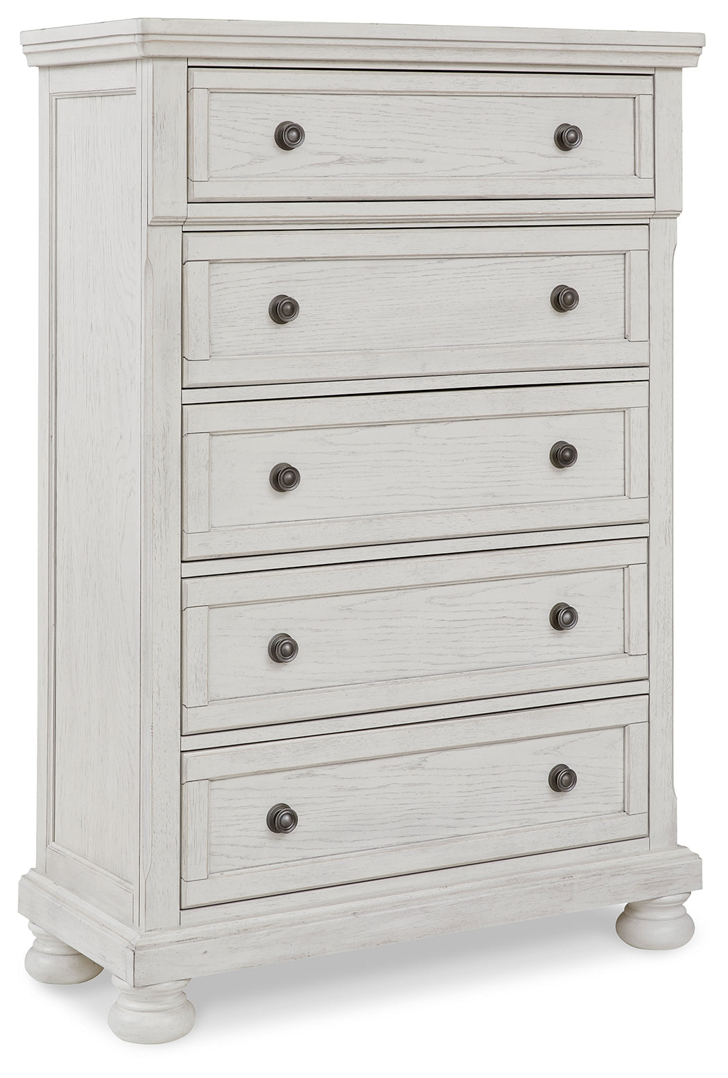 Robbinsdale King Panel Bed with Mirrored Dresser and Chest in Antique White from Ashley - Luna Furniture