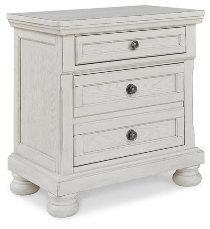 Robbinsdale King Panel Bed with Mirrored Dresser, Chest and Nightstand in Antique White from Ashley - Luna Furniture