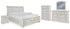 Robbinsdale King Sleigh Bed with Storage with Mirrored Dresser, Chest and 2 Nightstands in Antique White - PKG010776