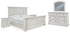 Robbinsdale Queen Panel Bed with Mirrored Dresser and 2 Nightstands in Antique White - PKG010749