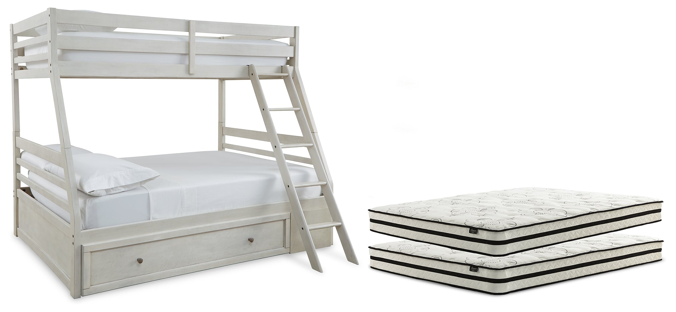 Robbinsdale Twin over Full with Storage and Mattresses - B742B39