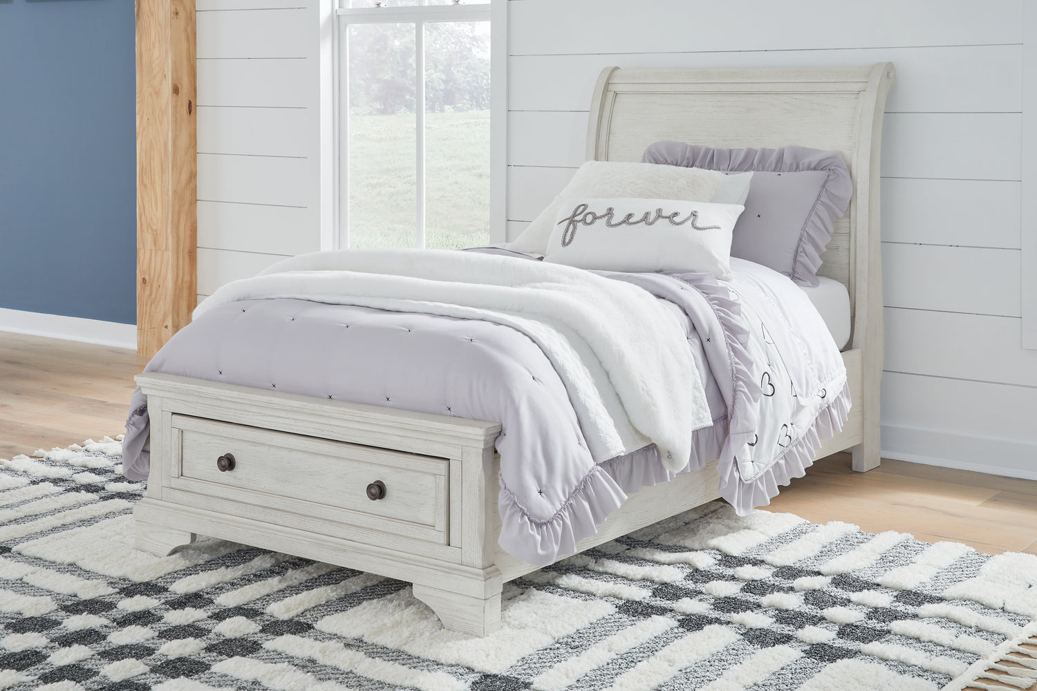 Robbinsdale Twin Sleigh Storage Bed, Dresser and Nightstand - B742B47